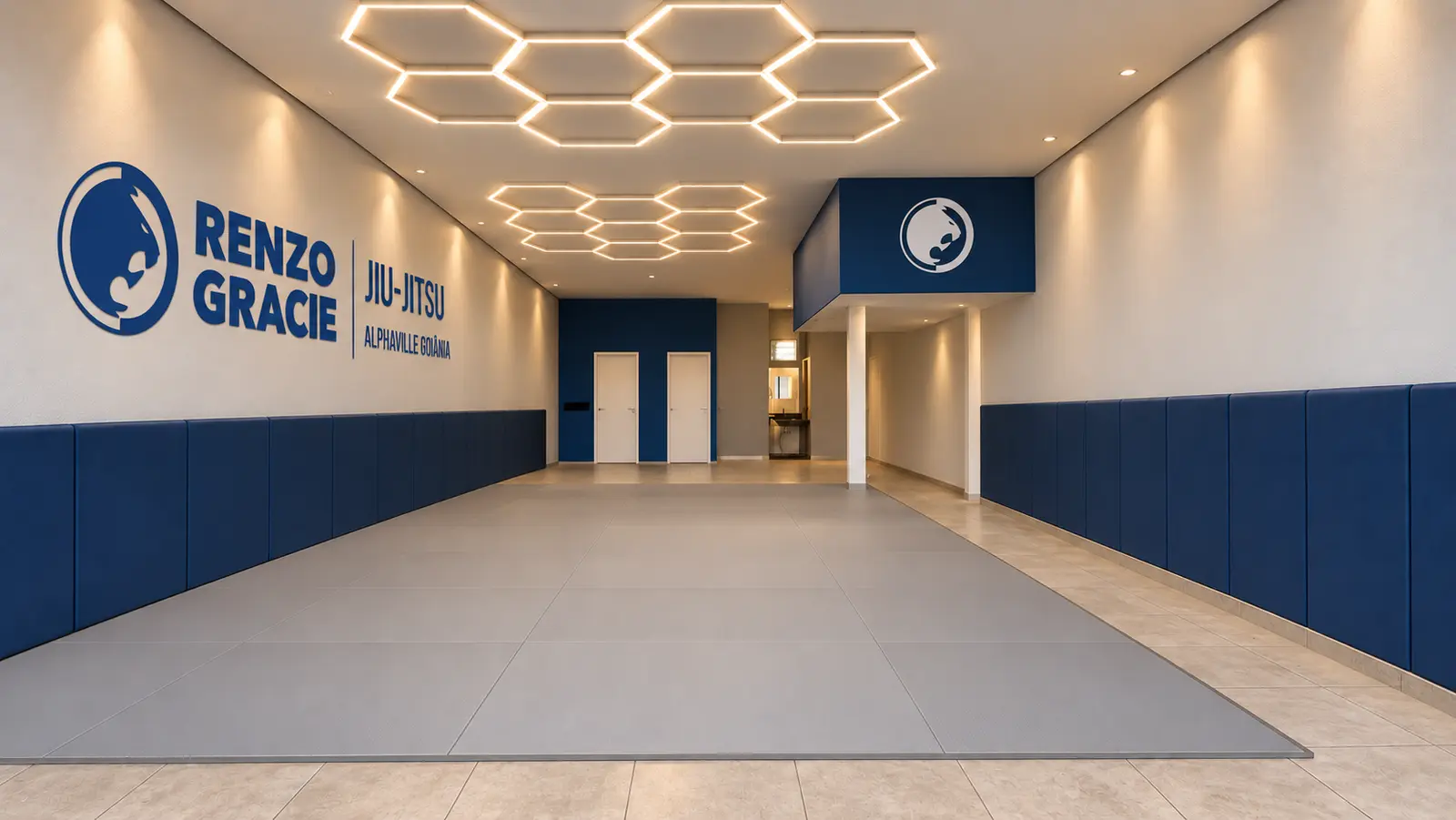 Vista frontal do projeto da academia Renzo Gracie Goiânia